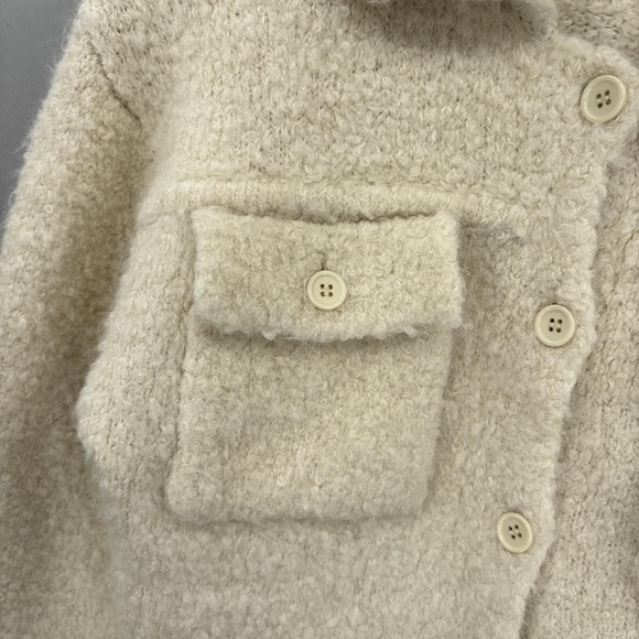 Samsoe Samsoe Jacket Womens Small Beige White Emilie Alpaca Blend Boucle Cropped - Picture 4 of 16